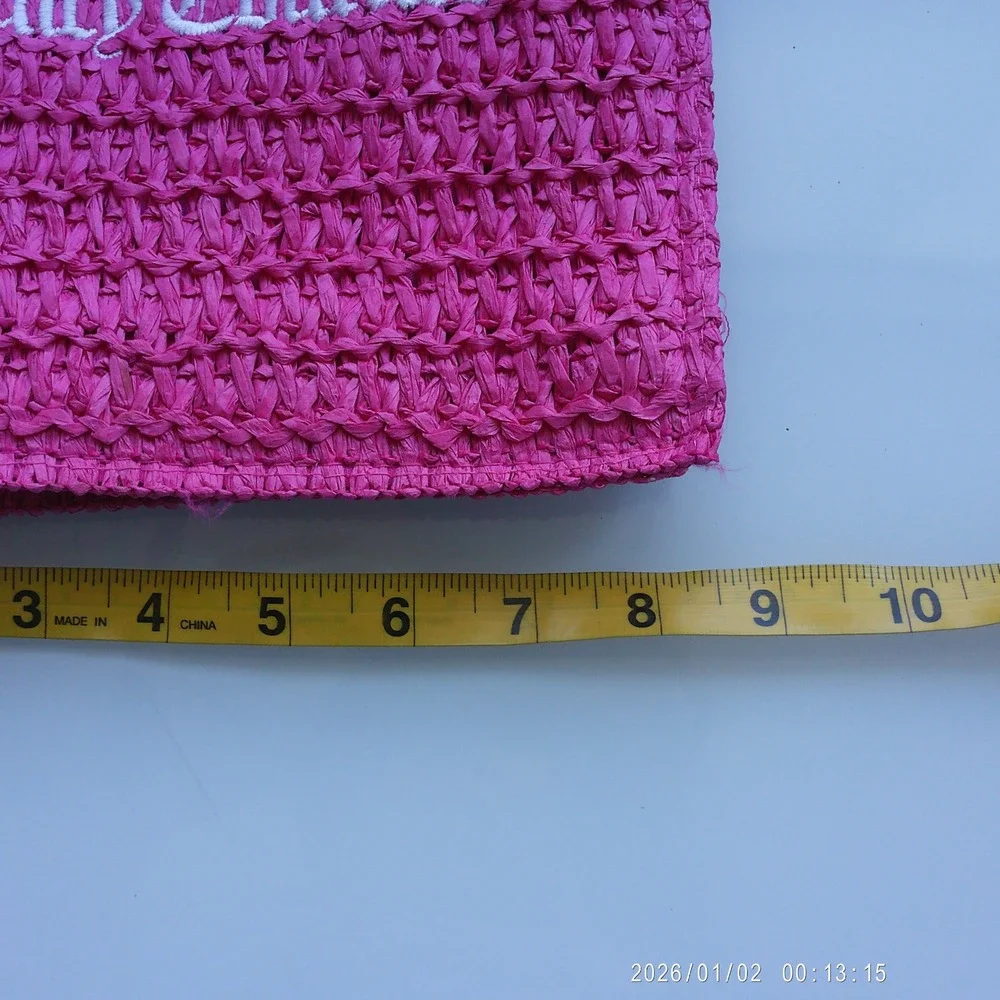 Juicy Couture Straw Beachy Tropical Y2K Coastal Dainty Mini Tote Bag Pink